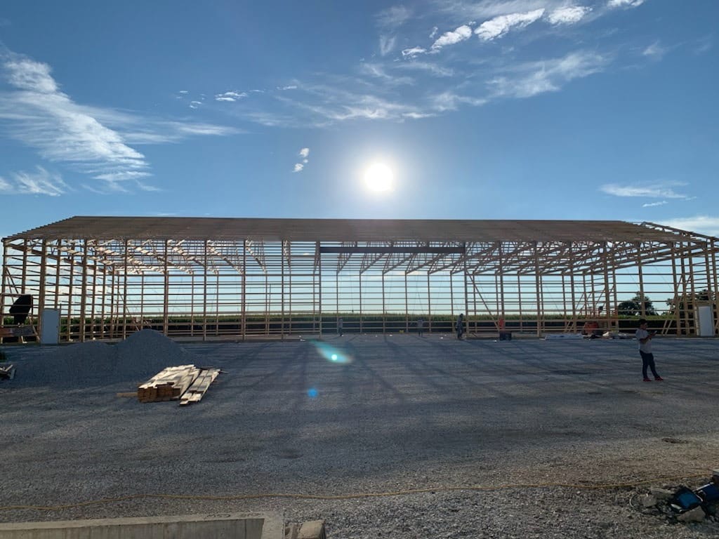 Large commercial warehouse wood framing