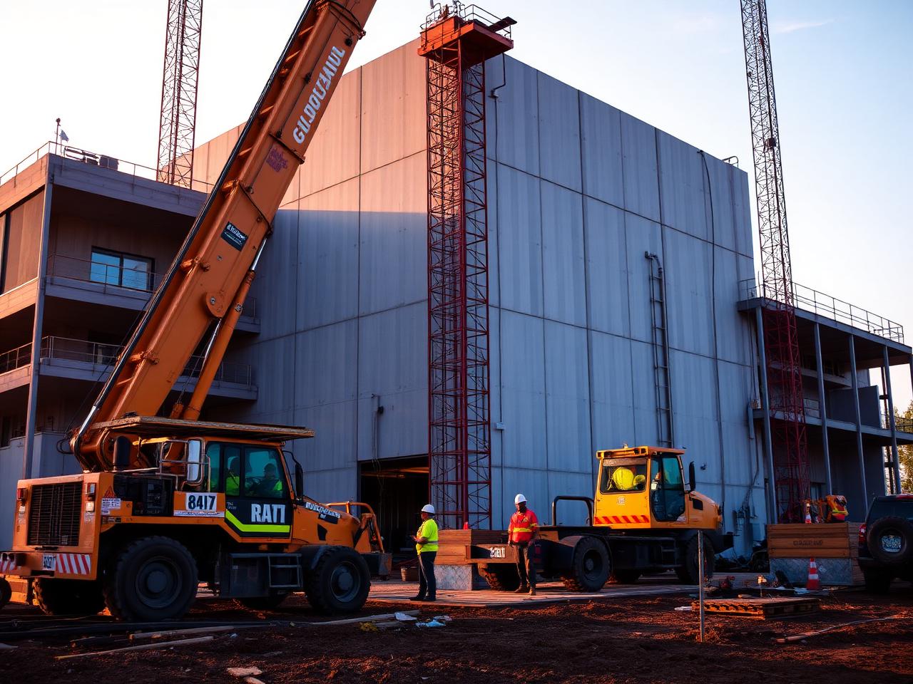 JRH Framing crew with heavy equipment on a commercial jobsite